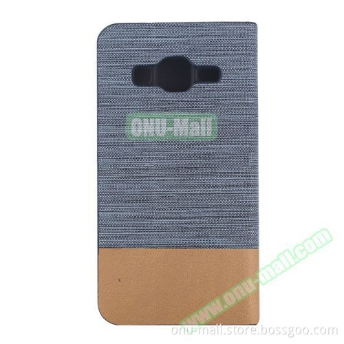 Flip Stand Canvas Leather Cover for Samsung Galaxy Core Prime G360 Case